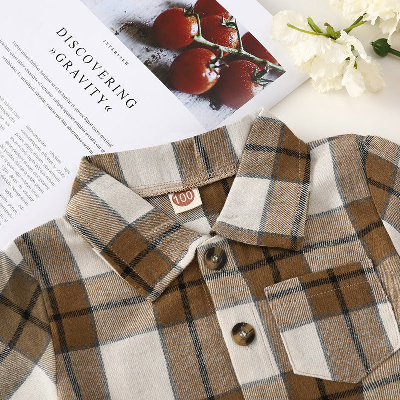 Multicolor Plaid Lapel Cropped Children's Suit