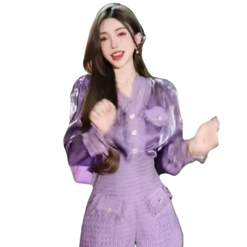 New Heavy Industry Tassel Bright Silk Shirt Top Shows Thin Women