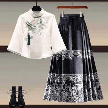 New Chinese Style Wear A Set Of Plus Size Hanfu Horse-face Skirt Two-piece Suit