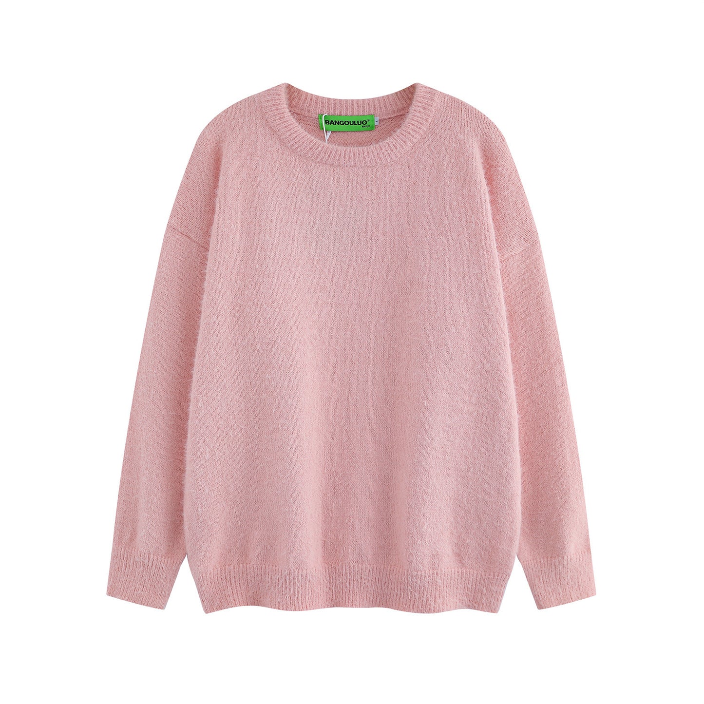 American Retro Simple Solid Color Crew Neck Pullover Sweater Men And Women