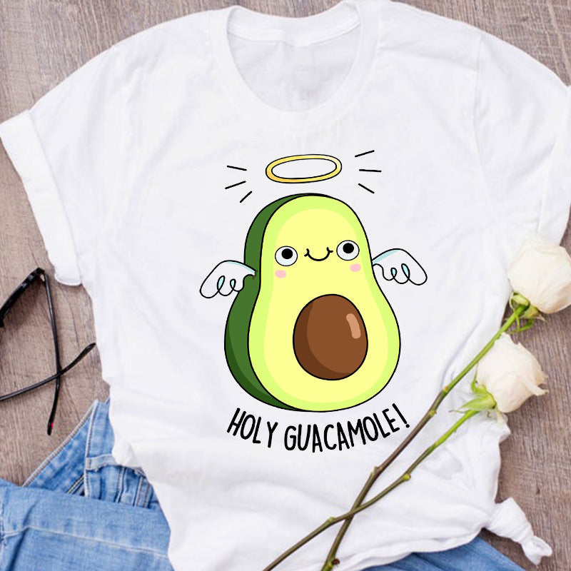 Avocado Creative Fashion Printing Men's And Women's Short-sleeved T-shirt Summer Loose