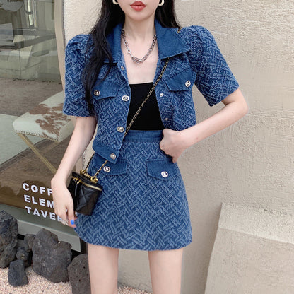 Fashion Age Reducing Denim Set For Women