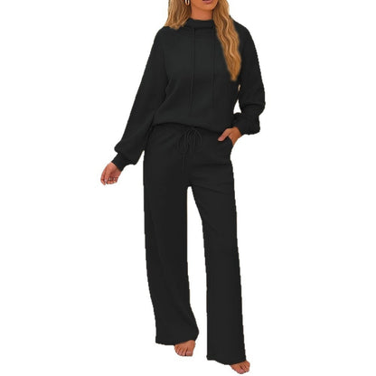 Women's Casual Hooded Long Sleeve Pullover Sweatshirt And Sweatpants Suit