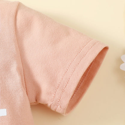 Printed White English Auntie's Bestie Short-sleeved T-shirt Shorts