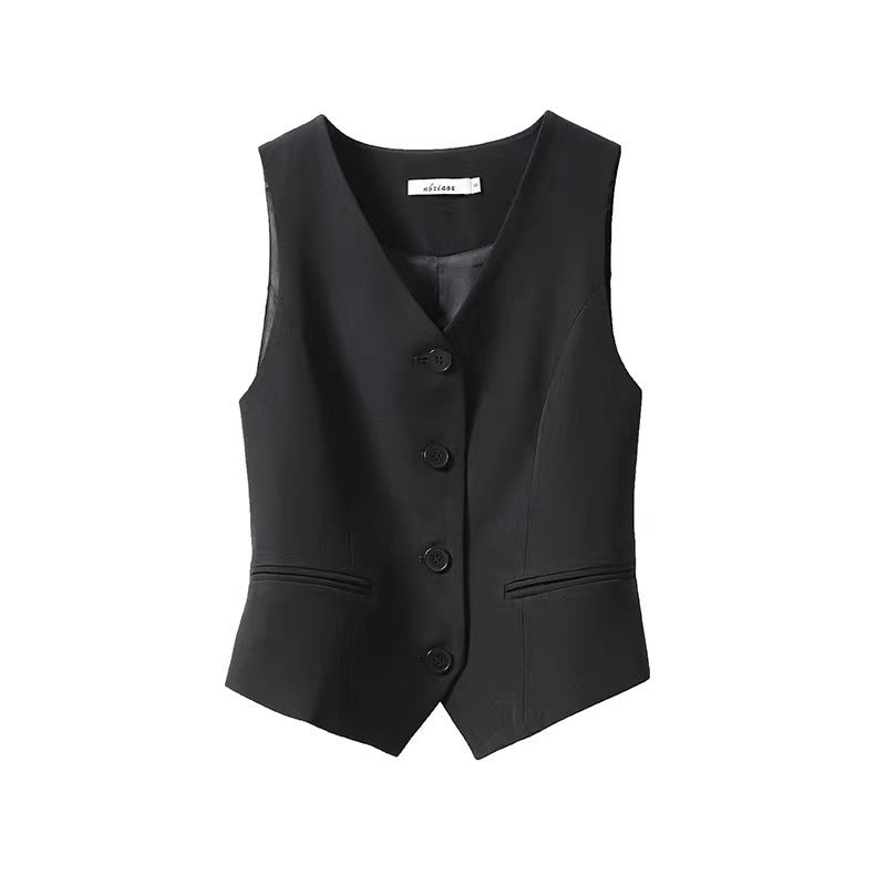 Women's Waistcoat Black Short Vest