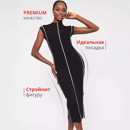 European And American Knitted Striped Dress