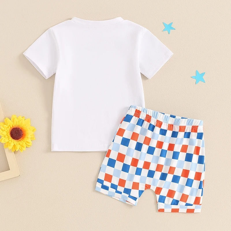 Baby English Print Summer T-shirt Shorts Set