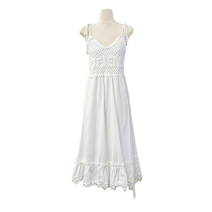 Hollow Sleeveless Sling Seaside Holiday Dress