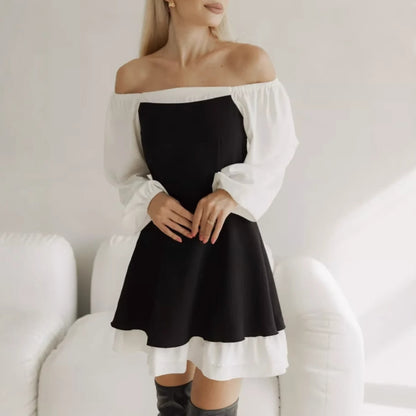 European And American Off-shoulder Flounced Skirt