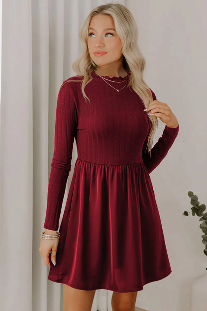 Shiying Solid Color Casual Women's Texture High Waist Dress