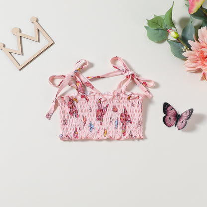 Girls Bandeau Sling Midriff-baring Top Bell-bottom Pants Suit