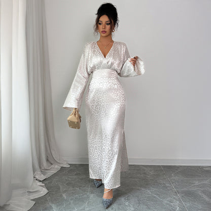 Women's Long-sleeved Deep V Dress Autumn And Winter Elegant