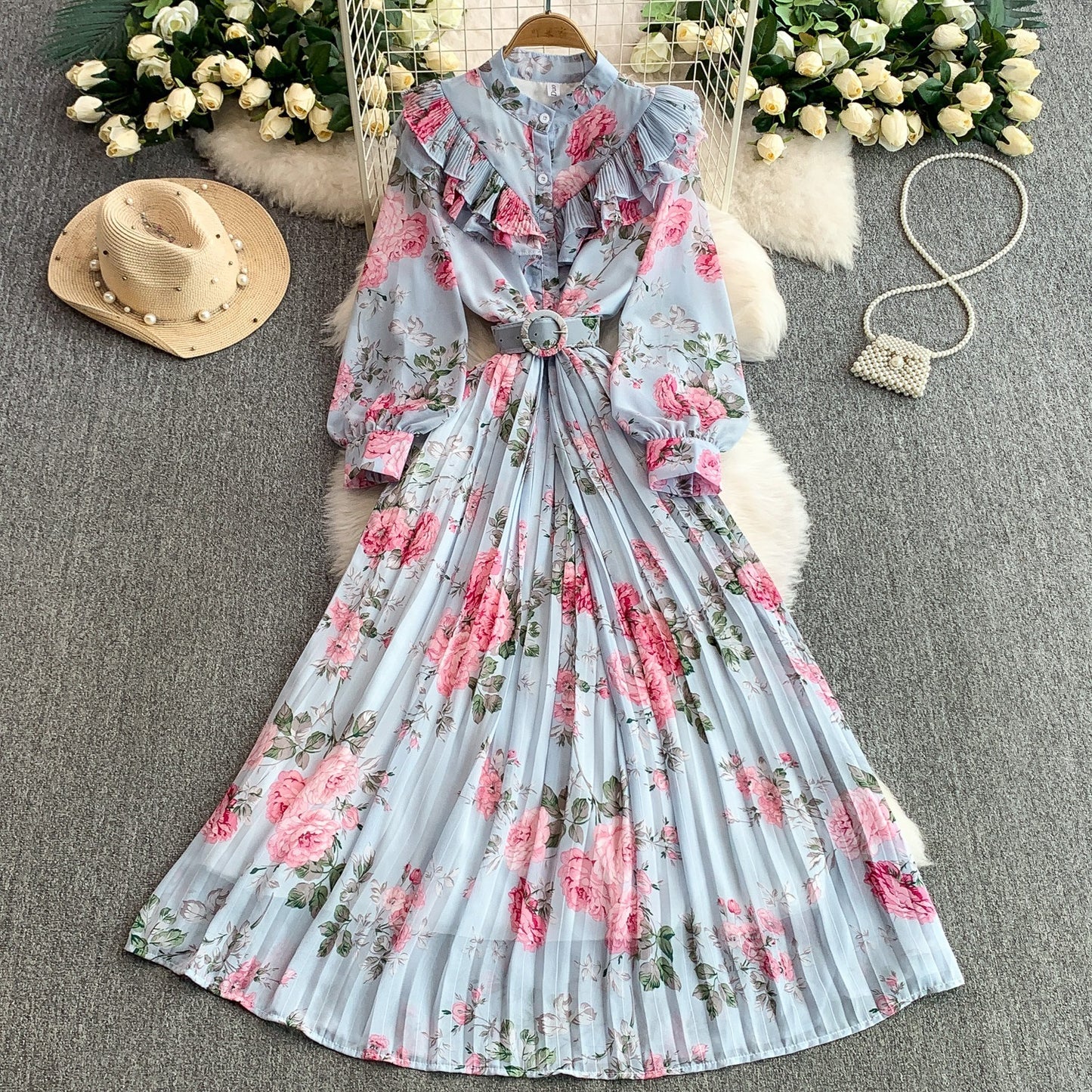 Women's New Cinched Pleated Elegant Dress