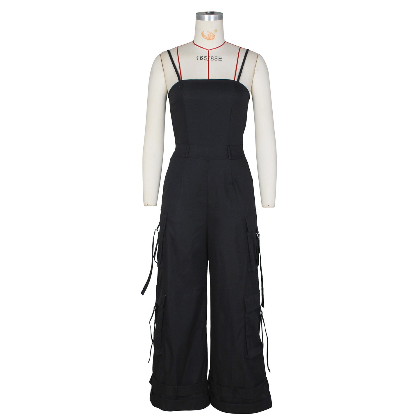 Women's Tube Top Multi-pocket Workwear Wide Leg Jumpsuit