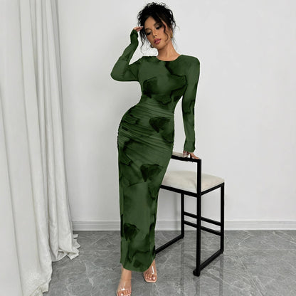 Elegant Graceful Double Layer Round Collar Gauze Dress Long