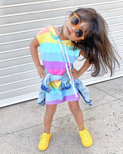 Girls Rainbow Jumpsuit Western-style Princess Sleeveless Vest Dress