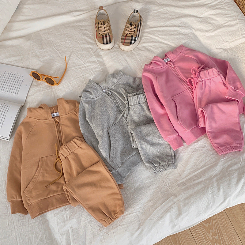 Children's Fried Street Autumn Boyish Look Sports Two-piece Set