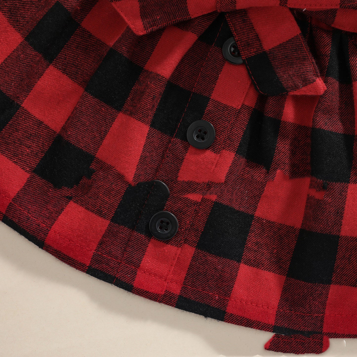 Red And Black Plaid Skirt Suit Black Polka Dot Flying Sleeve Two Piece