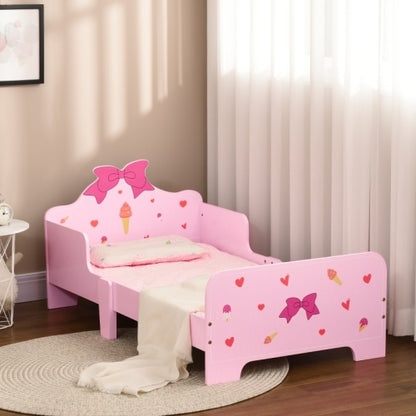 ZONEKIZ Princess Themed Kids Toddler Bed W  Cute Patterns, Safety Rails, For Ages 3 6 Years