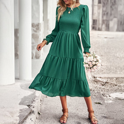 Casual Vacation Long Sleeve Waist Dress Women's Clothing