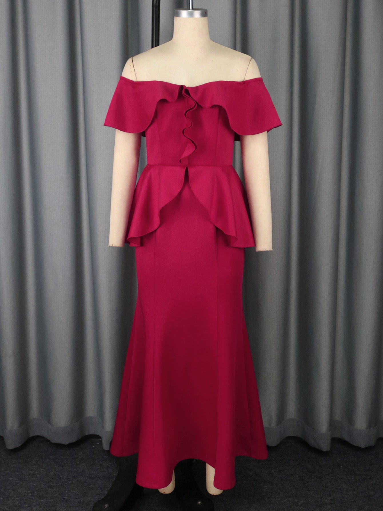 Strapless Ruffled Off-the-shoulder Dress Fishtail Dress