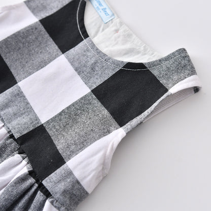 Girls' Simple Casual Skirt Plaid Dress