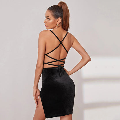 Elegant Sleeveless Dress With Slit For Ladies