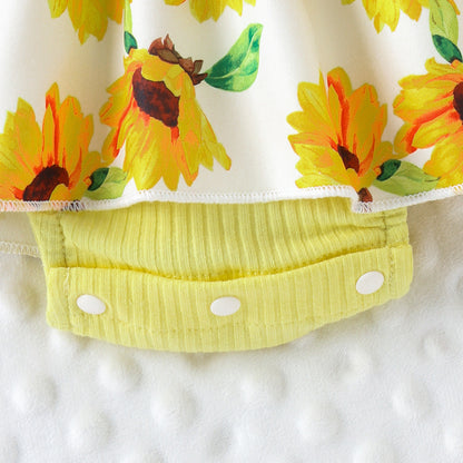 Baby Girl Cute Skirt Print Romper Headscarf