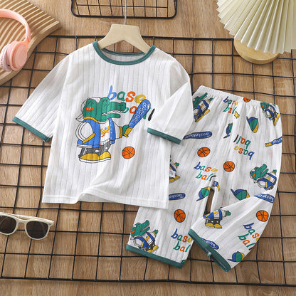 Children's Cotton Homewear Suit Long-sleeve Air Conditioning Clothes