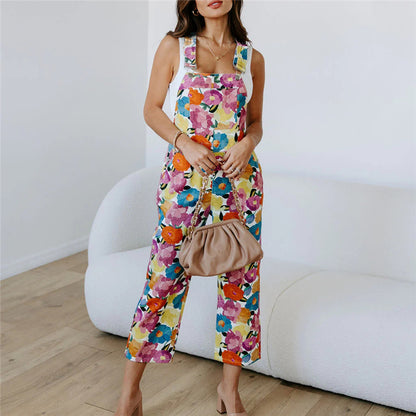 Ladies Print Urban Casual Sleeveless Jumpsuit