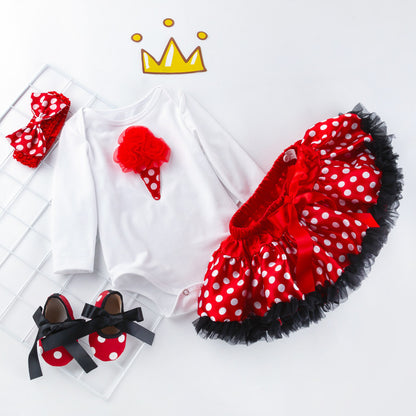 Long-sleeved romper and tutu skirt suit for babies and girls