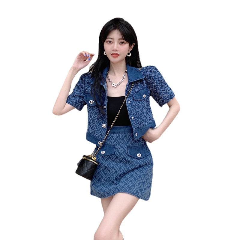 Fashion Age Reducing Denim Set For Women