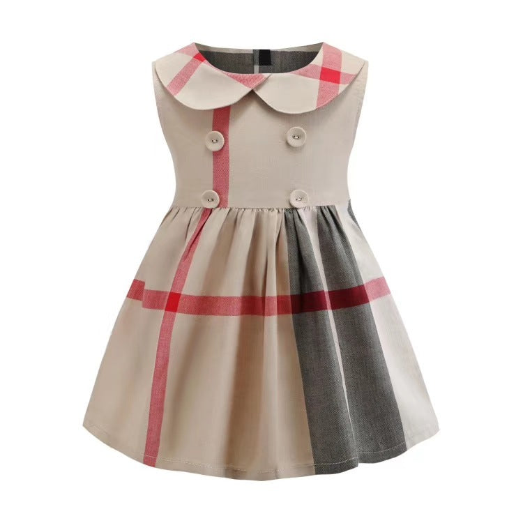 Summer Children's Double-breasted Sleeveless Dress