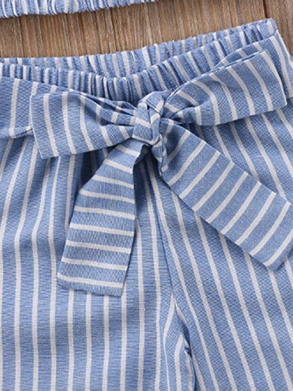 Children's Clothes Pinstripe Tube Top Half Sleeve Suit