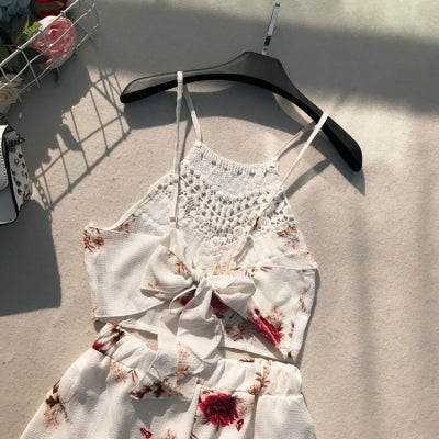 Fashion Printed Camisole Ruffled Shorts Suit Two-Piece