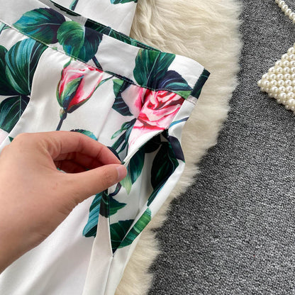 All-match High-waisted Wide-leg Pants Fashionable Two-piece Set