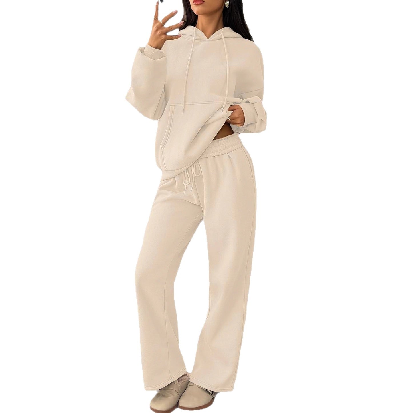 Autumn And Winter Casual Hooded Sweatshirt Oversized Wide-leg