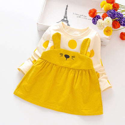 Girl's cotton long-sleeved dress