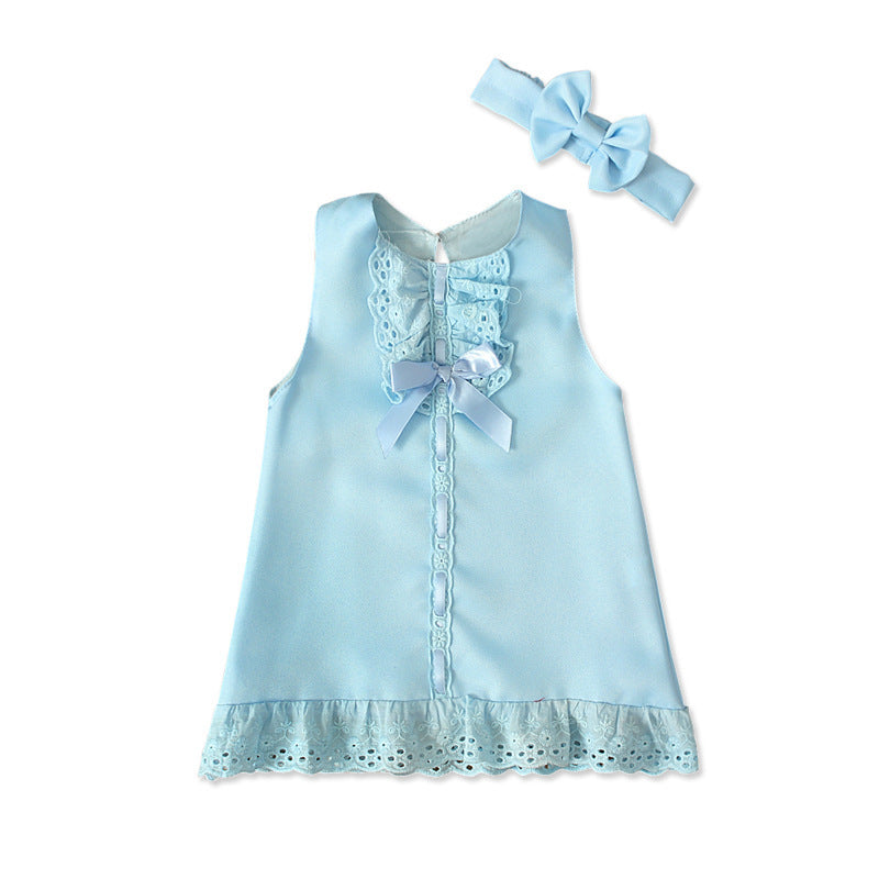 Girls' sleeveless bowknot skirt two-piece children's dress