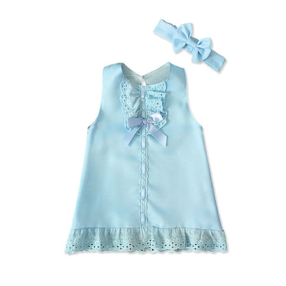 Girls' sleeveless bowknot skirt two-piece children's dress