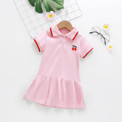 Children's Summer Girl's Pleated Short Sleeve Dress