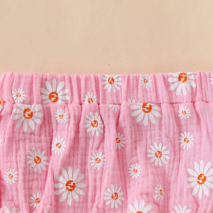 Cute Sunflower Printed Pajamas With Short Sleeves