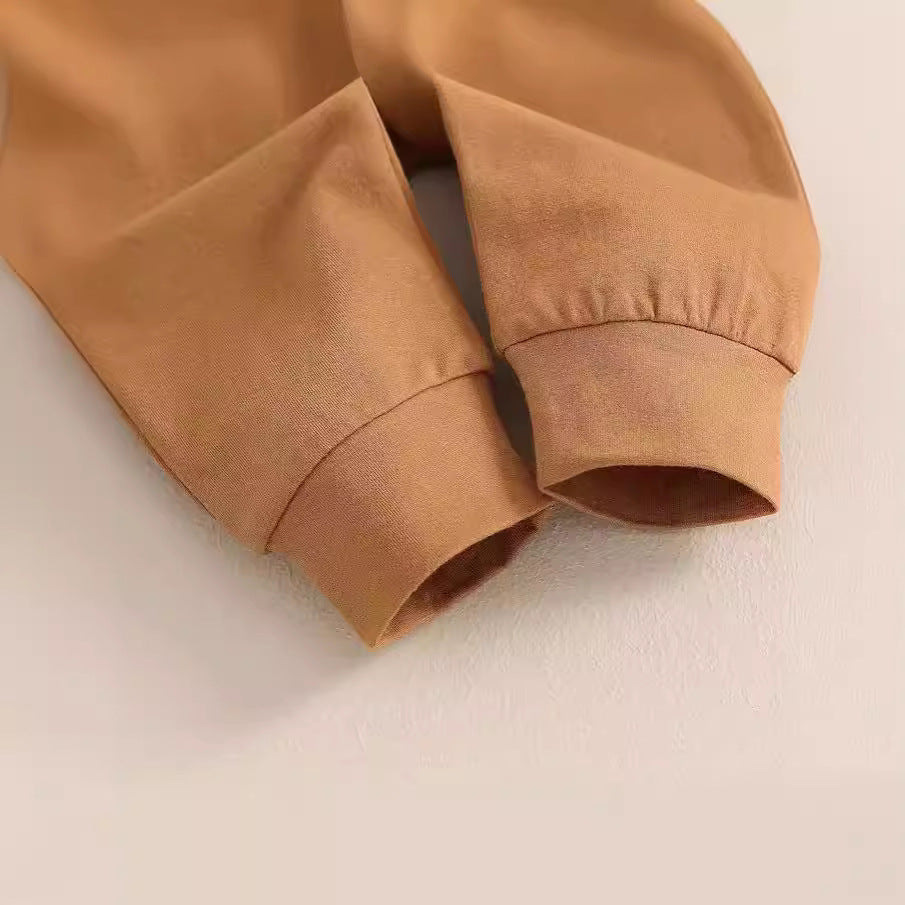 Children's Printed Top Solid Color Trousers Suit