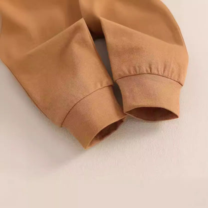 Children's Printed Top Solid Color Trousers Suit