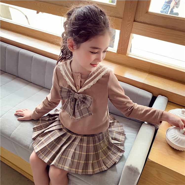 Little Girl College Style Hoodie Short Skirt Korean Version