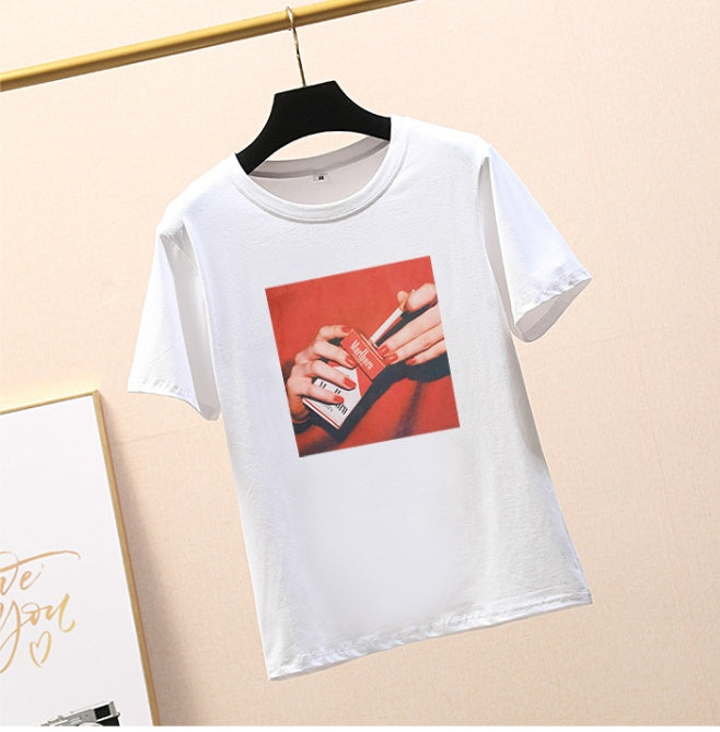 Yoga pants wholesale summer blouse sets of women's new loose cartoon finger print short-sleeved t-shirt a generation