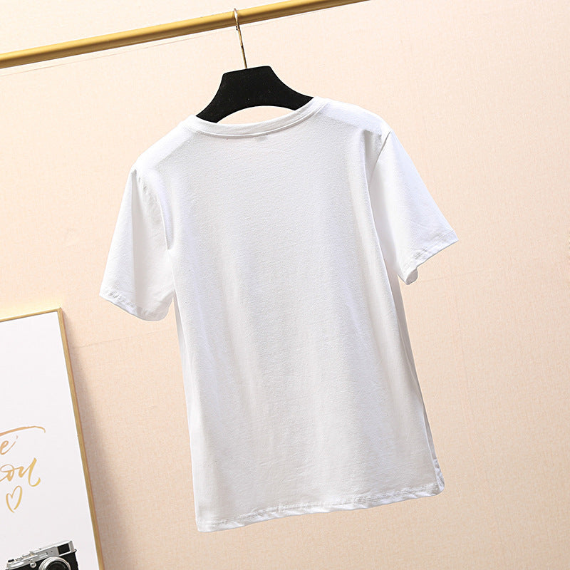 Yoga pants wholesale summer blouse sets of women's new loose cartoon finger print short-sleeved t-shirt a generation