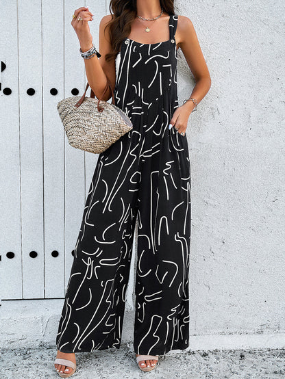 Women's Loose All-match Casual Printed Jumpsuit