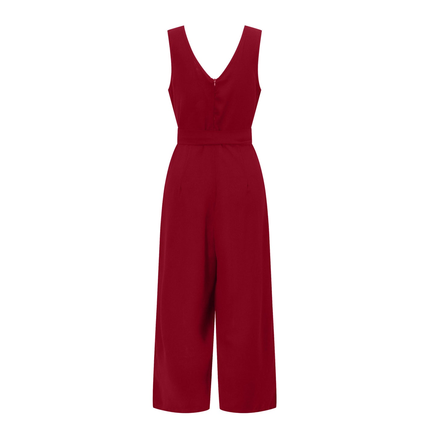 V-neck halter buttons with belt jumpsuit