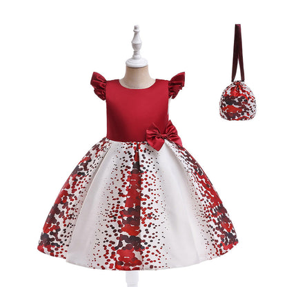 Girls' Fashion Casual Flounced Sleeve Polka Dot Printed Dress